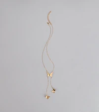 Soft Statement Butterfly Lariat Necklace