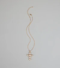 Divine Detail Faux Pearl Cross Necklace