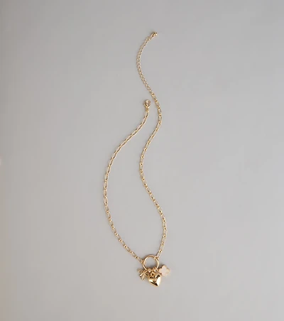 Locked In Heart Charm Necklace