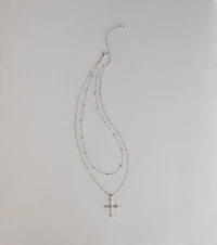 Divinely Draped Dainty Layered Cross Necklace