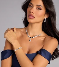 Sapphire Shine Necklace And Earrings Set