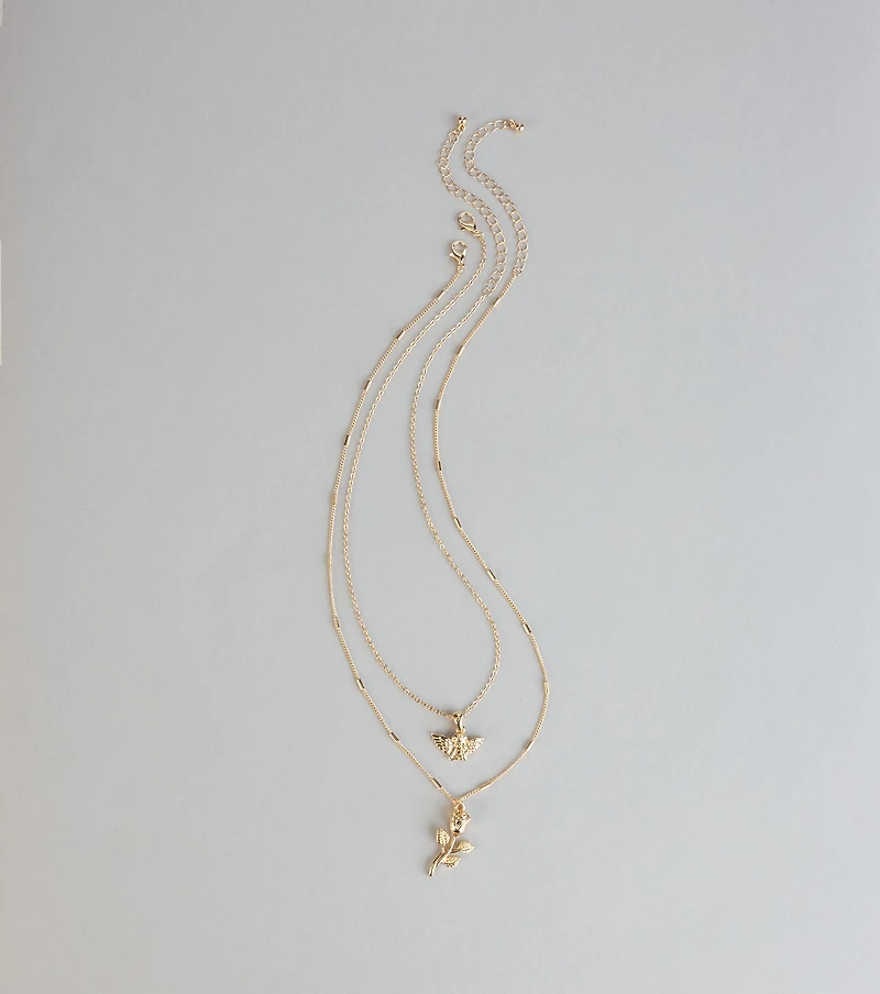 Heaven Sent Rose Charm Necklace