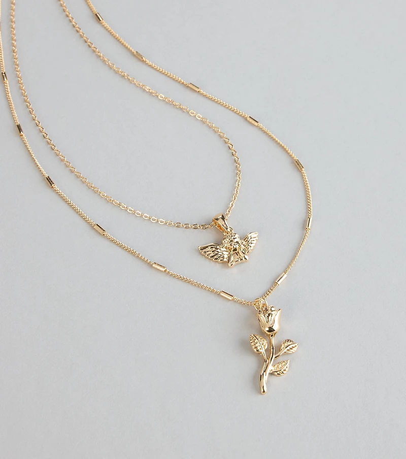 Heaven Sent Rose Charm Necklace