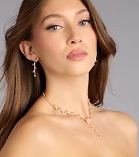 Sparkle In Bloom Rhinestone Leaf Necklace And Earrings Set