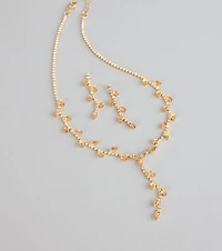 Sparkle In Bloom Rhinestone Leaf Necklace And Earrings Set