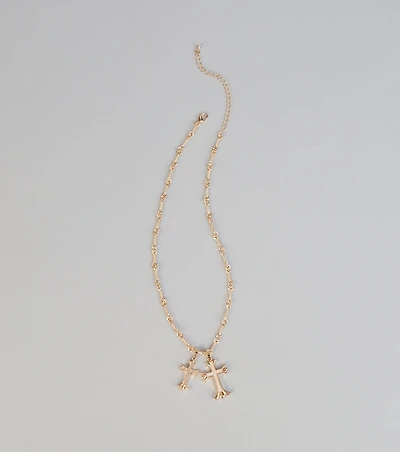 Layered Faith Double Cross Necklace