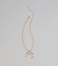 Layered Faith Double Cross Necklace