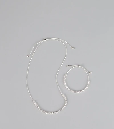 Chic Compliments Cubic Zirconia Necklace And Bracelet Set