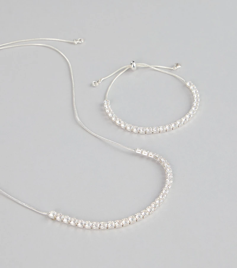 Chic Compliments Cubic Zirconia Necklace And Bracelet Set
