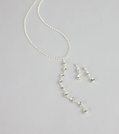Crystal Drip Necklace And Earrings Set