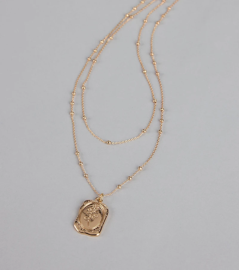 Luxe Layered Rose Pendant Necklace