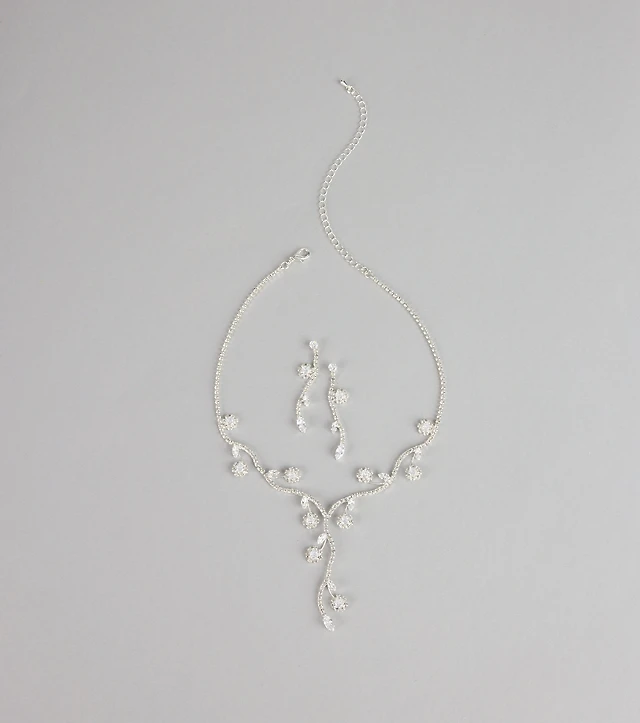Crystal Vine Necklace And Earring Set