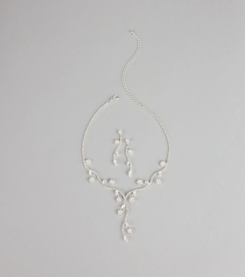 Crystal Vine Necklace And Earring Set