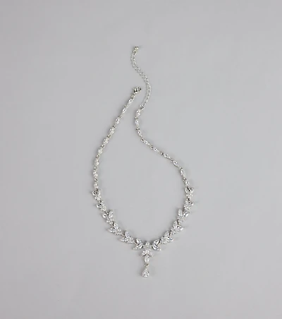 Soft Sparkle Rhinestone Floral Necklace