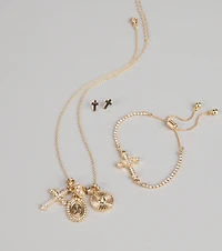 Golden Blessings Charm Layered Necklace Set
