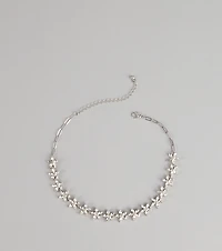 Floral Glow Rhinestone Chain Necklace