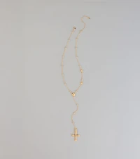 Blessed And Booked Cross Lariat Necklace