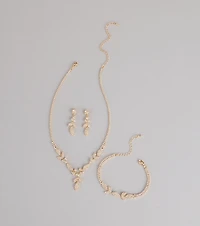 Luxe Desire Rhinestone Leaf Jewelry Set
