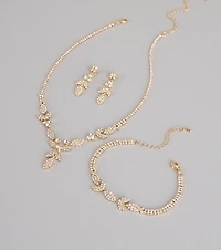 Luxe Desire Rhinestone Leaf Jewelry Set