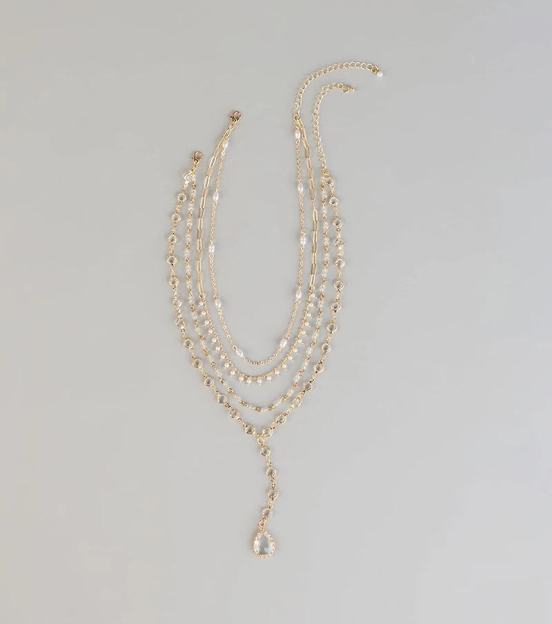 Stacked Shine Crystal Beaded Layered Necklace
