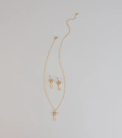 Locked In Love Heart Key Jewelry Set