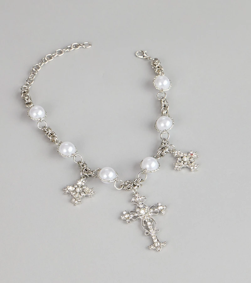 Gilded Drama Pearl Embellished Statement Necklace