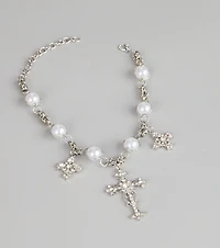 Gilded Drama Pearl Embellished Statement Necklace