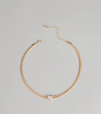 Everyday Detail Rhinestone Heart Pendant Necklace