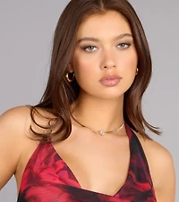 Everyday Detail Rhinestone Heart Pendant Necklace