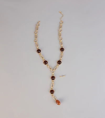 Modern Muse Beaded Lariat Necklace Set