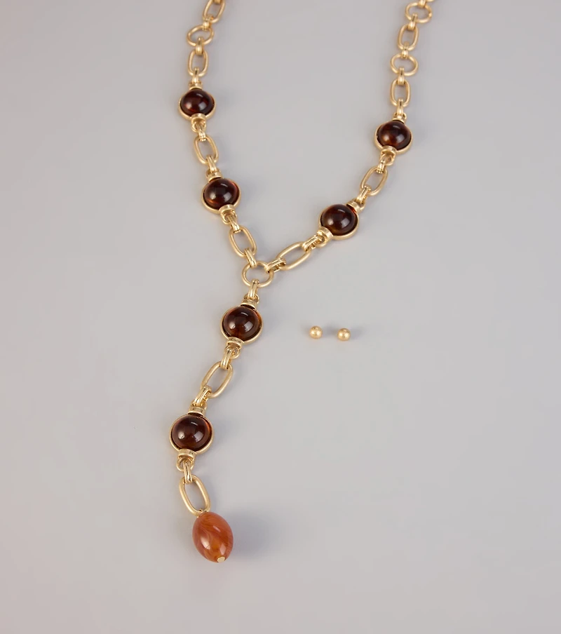 Modern Muse Beaded Lariat Necklace Set