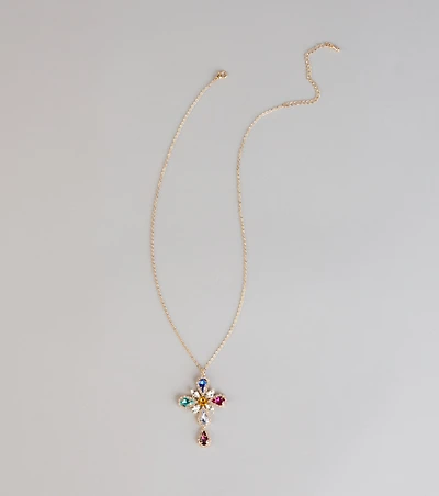 Extra In Every Way Gemstone Cross Necklace