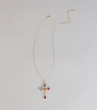 Extra In Every Way Gemstone Cross Necklace
