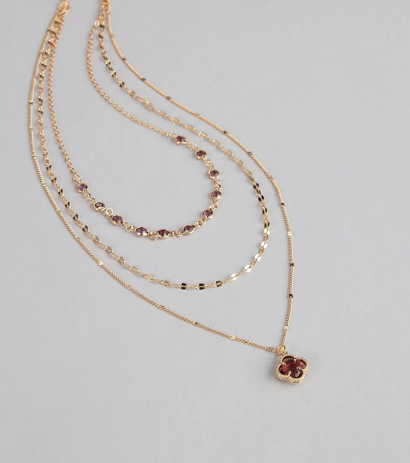 Clover Glow Dainty Layered Chain Necklace