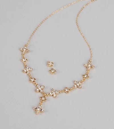 Petal Shimmer Rhinestone Jewelry Set