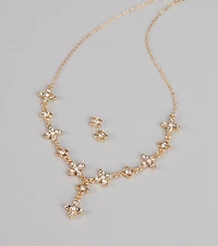 Petal Shimmer Rhinestone Jewelry Set