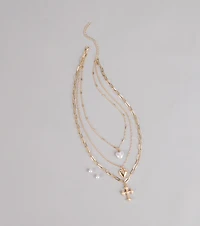 Heart And Charm Layered Necklace Set