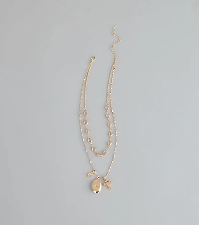 Lucky Layers Locket Charm Necklace