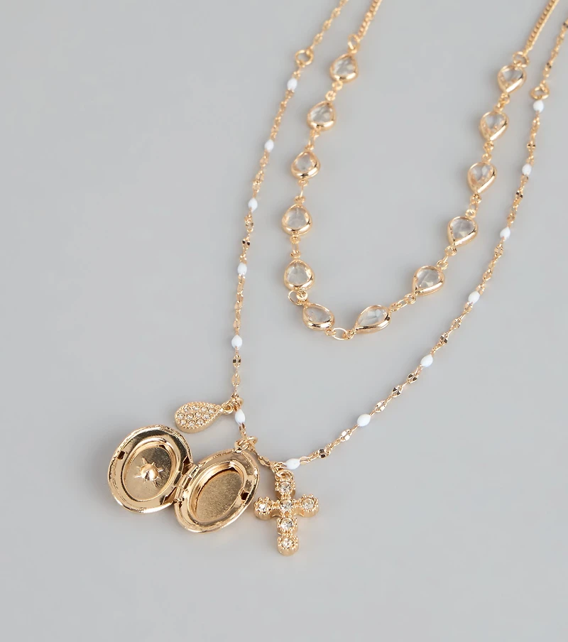 Lucky Layers Locket Charm Necklace
