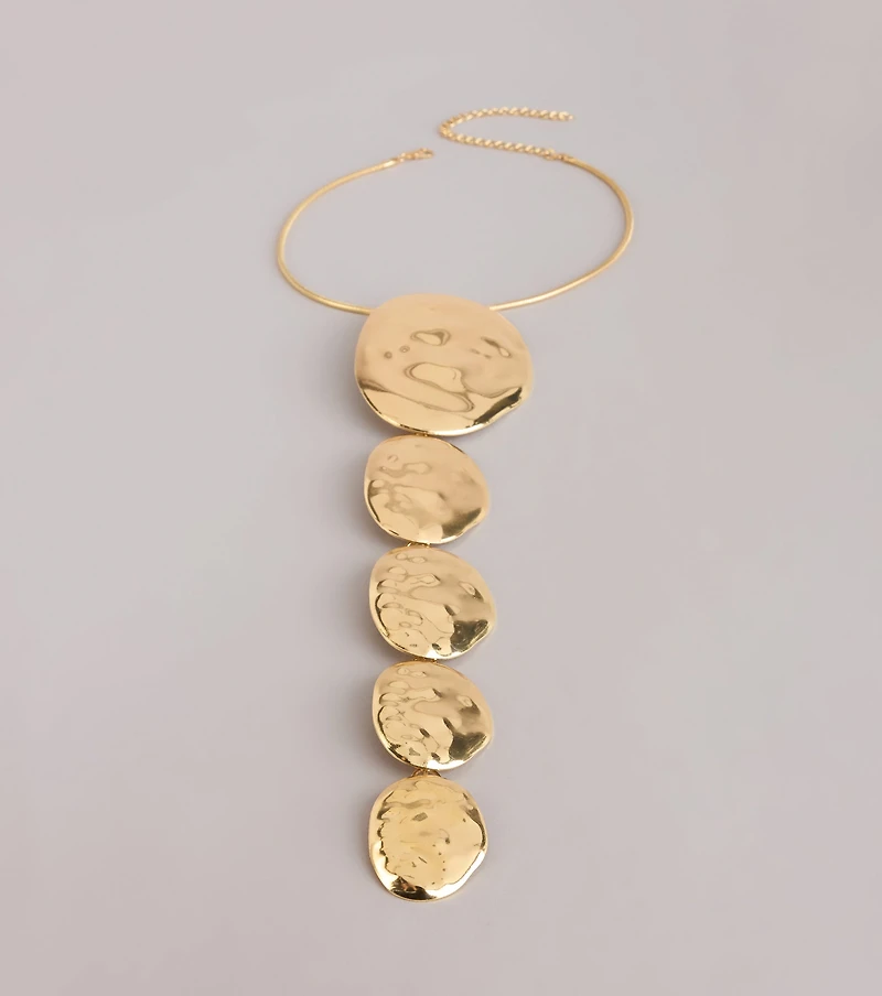 Dripping In Drama Hammered Lariat Necklace