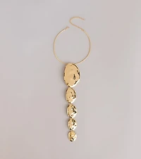 Dripping In Drama Hammered Lariat Necklace