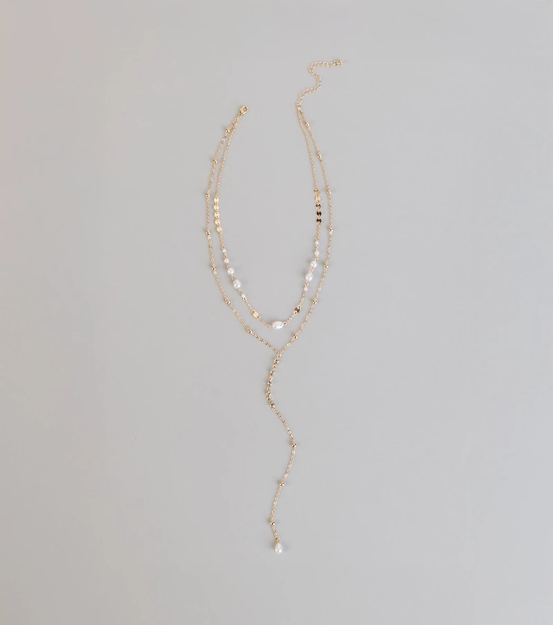 Effortlessly Elevated Pearl Beaded Lariat Necklace