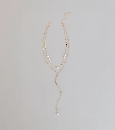Effortlessly Elevated Pearl Beaded Lariat Necklace