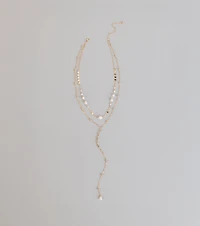 Effortlessly Elevated Pearl Beaded Lariat Necklace