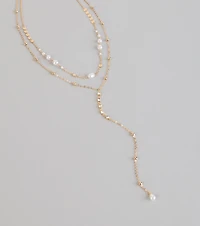 Effortlessly Elevated Pearl Beaded Lariat Necklace