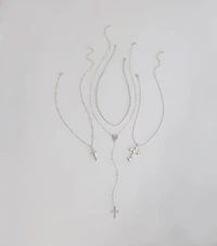 Keep It Layered Cross Charm Necklace Set