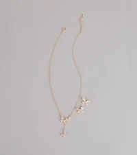 Sweet Shine Rhinestone Butterfly Necklace And Earrings Set