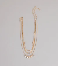 Cool Girl Shine Rhinestone Layered Necklace Set