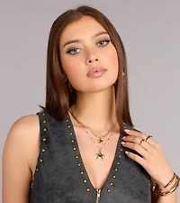 Soft Spark Star Charm Layered Necklace Set