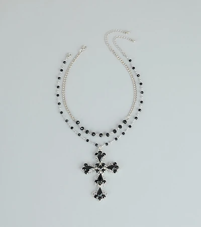 Instant Edge Cross Pendant Statement Necklace